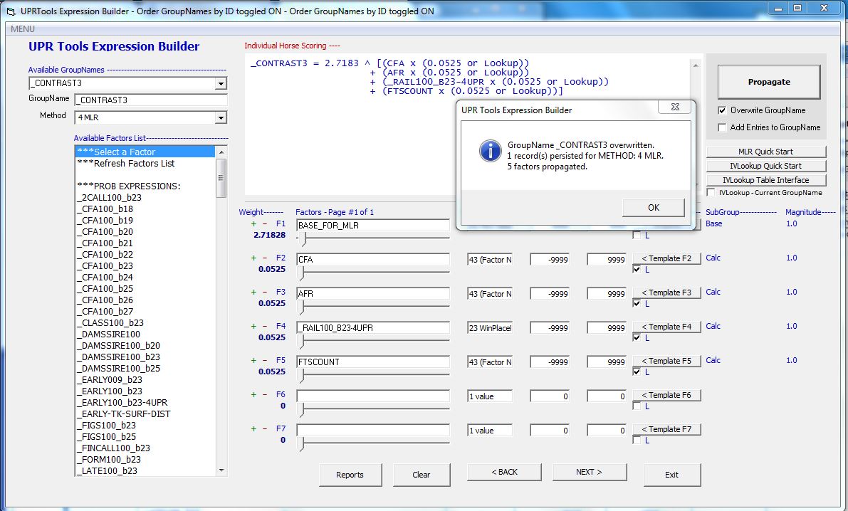 The Expression Builder in JCapper UPR Tools