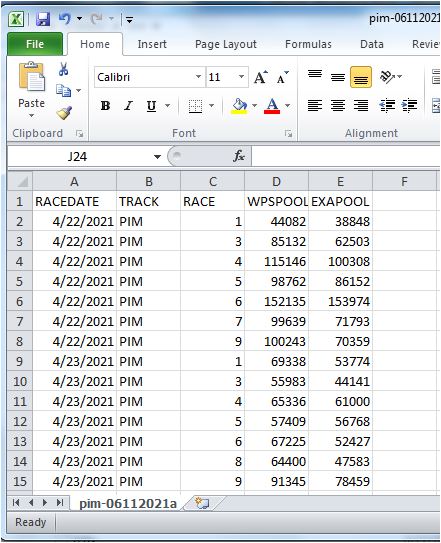 The Export Data in Excel